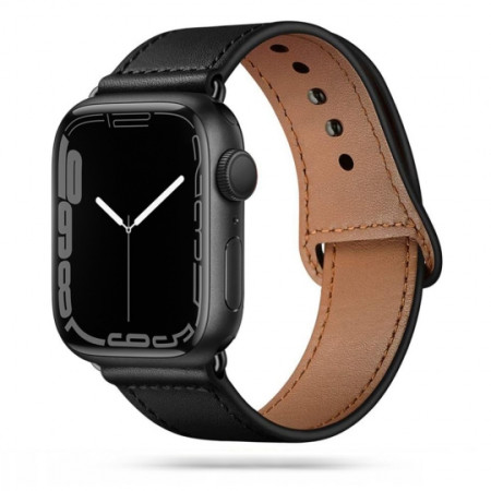 Tech-Protect LeatherFit Band Black-Apple Watch Series 42/44/45/49mm